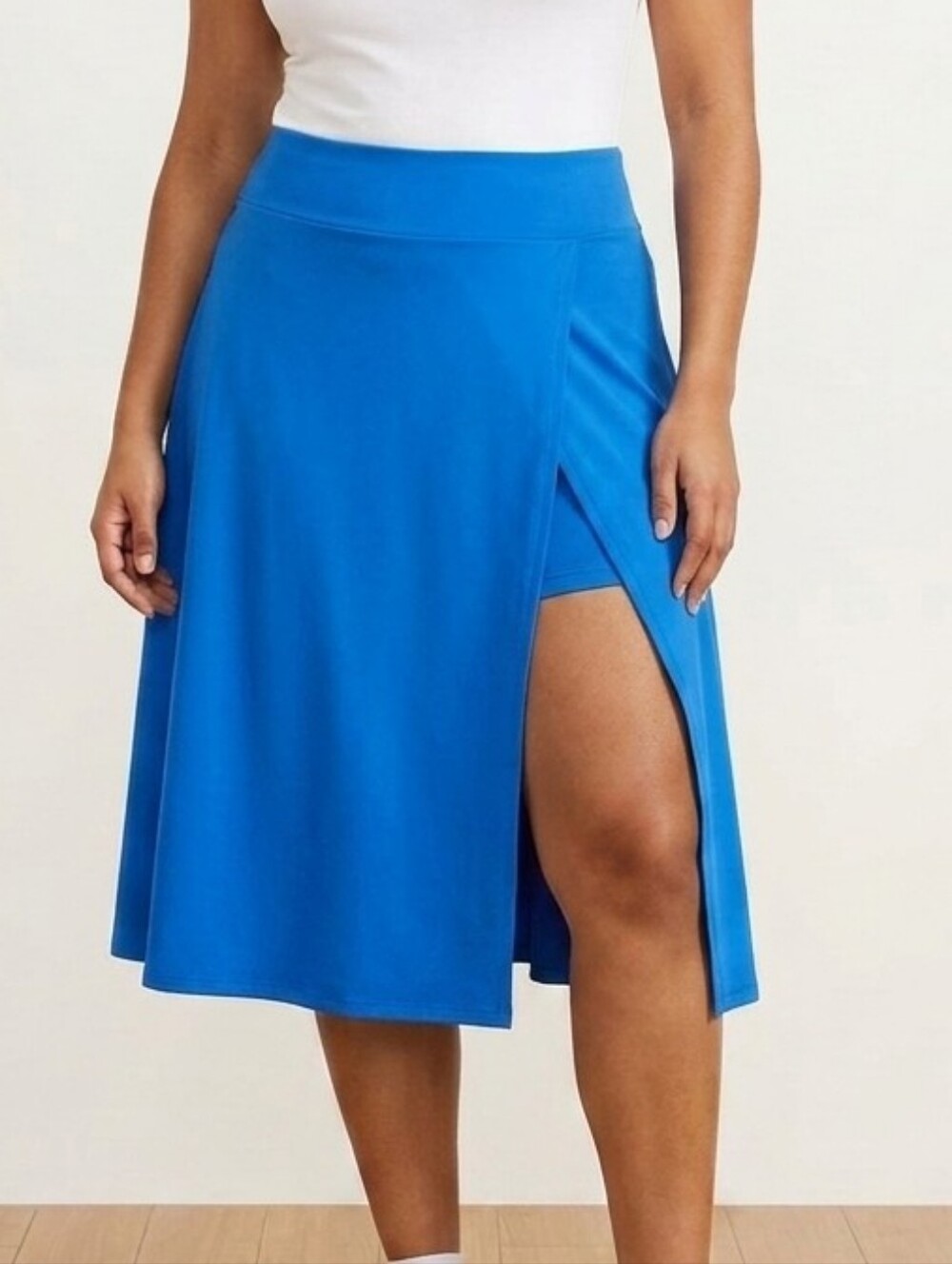 NEVER WORN Blue Midi Skort Jorts Athletic Skirt with Side Slit Sz XL